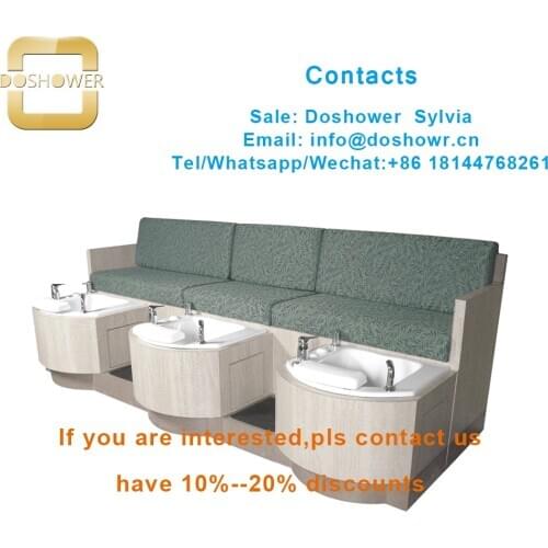 Manicure pedicure salon furniture with wooden spa benches for salon pedicure bench station