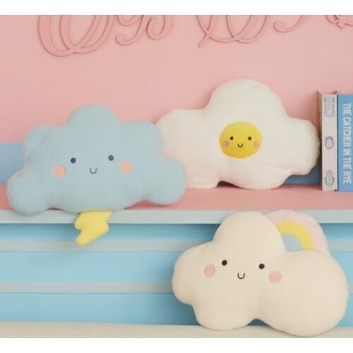 48cm Cute Cartoon Cloud Plush Toys Kawaii Sun Rainbow Lightning Series Sky Clouds Pillow Stuffed Soft Cushion for Home Decor