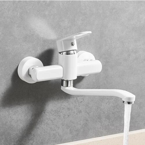 Newly Arrived Wall mounted Kitchen Faucet white Sink Mixer Tap 360 degree rotation kitchen mixer taps Kitchen Tap