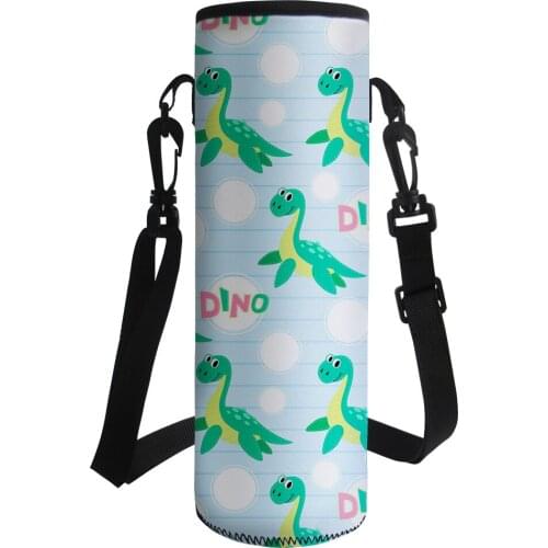 New Cute Cartoon Dinosaur Print Water Bottle Cover Neoprene Insulated Bag Carrier Holders Portable Sport Water Bottle Bag Sleeve