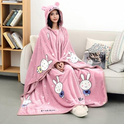 New autumn winter thickening comfortable warmth coral flannel blanket lazy shawl air conditioning nap blanket cloak cloak s371