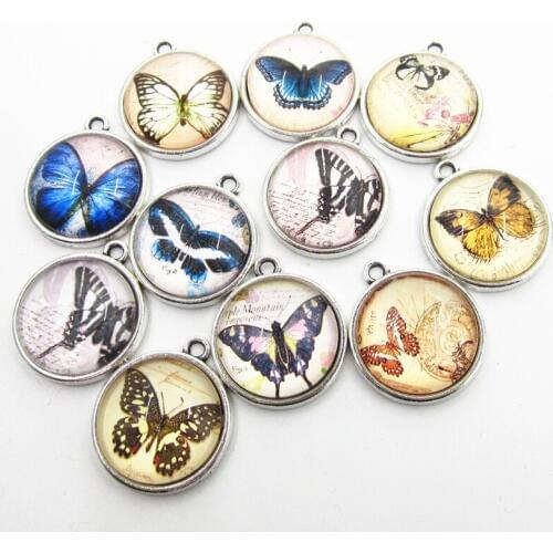 New Arrive 20pcs Mix Butterfly Dangle Hanging Charms DIY Bracelet&Bangles Necklace Pendants Jewelry Accessory Floating Charms
