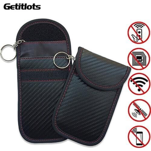 Newest 1pc Anti-theft Car Key Carbon Fiber Key Hoder RFID Signal Blocker Faraday Signal Blocking Pouch Bag Hot Key Chain Wallets