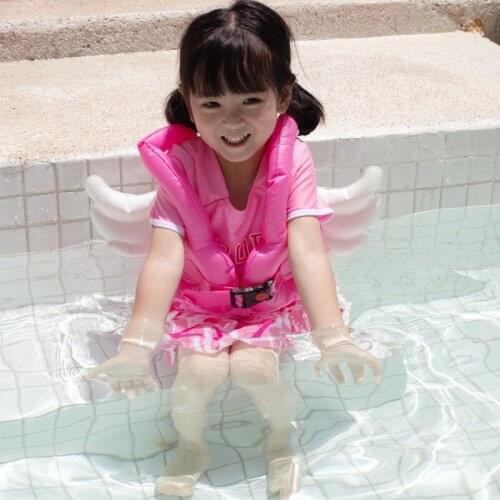 Ins new product net red childrens pink little angel wings inflatable swimsuit baby kid swimming life jacket