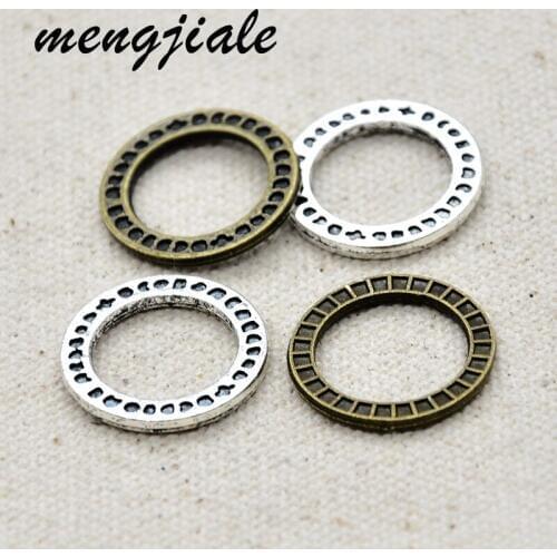 New style 30pcs Two color metal Circle charms Round Pendants fit DIY Jewelry bracelet making 19*19mm