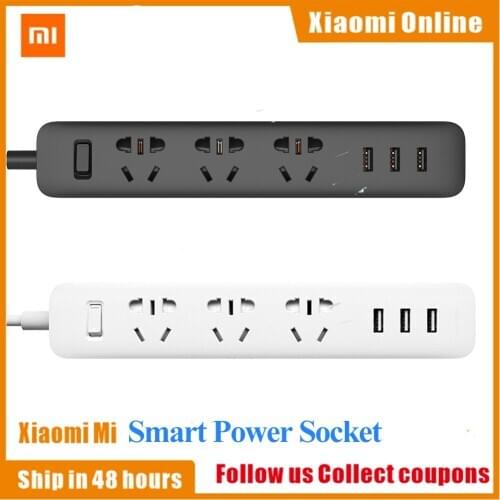 Original Xiaomi Power Strip With 3 USB Extension Socket Plug Multifunctional Fast Charging Power Strip Plug Adapter 10A 2500W