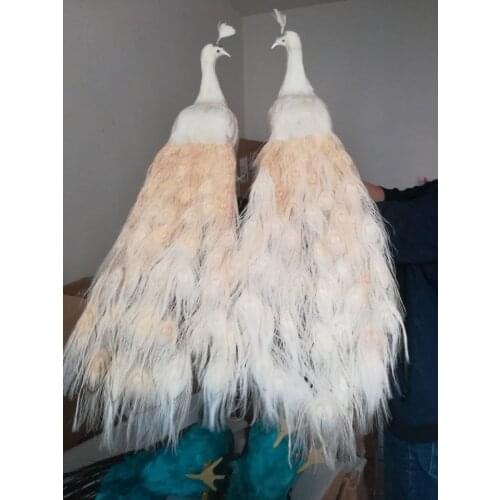 A pair of real life white peacocks model foam&feather peacocks bird gift about 80cm XD0069