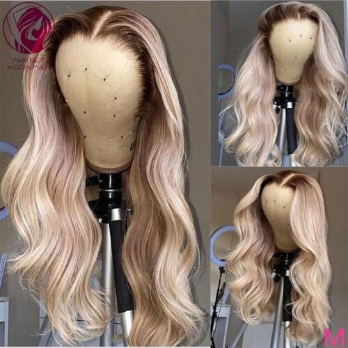 Transparent Body WAve Human Hair Lace Front Wig Caramel Blonde Balayage Frontal Wigs 13x4/13x6 Malaysian Remy Hair 150% 180