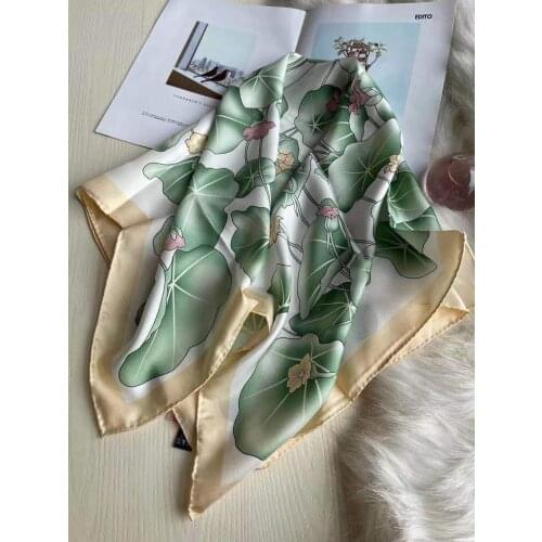 2021 new arrival fashion elegant brand flower 100% silk scarf 90*90 cm square shawl twill wrap for women lady girl
