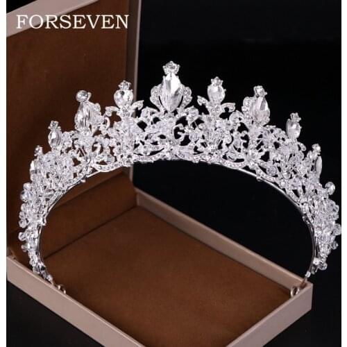 Luxury Crystal Bridal Tiara Crown Silver Color Crystal Diadem Tiaras Wedding Hair Accessories Headpieces