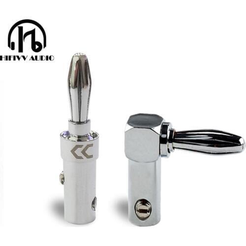 Hifi Speaker plug of amplifier audio Banana Connector with Rhodium plating 90 degree right angle speaker Connector