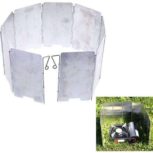 9 Plate Foldable Aluminum Outdoor Stove Wind Shield Gas Burner Windshield Wind Protector Picnic Camping Stove Windscreen