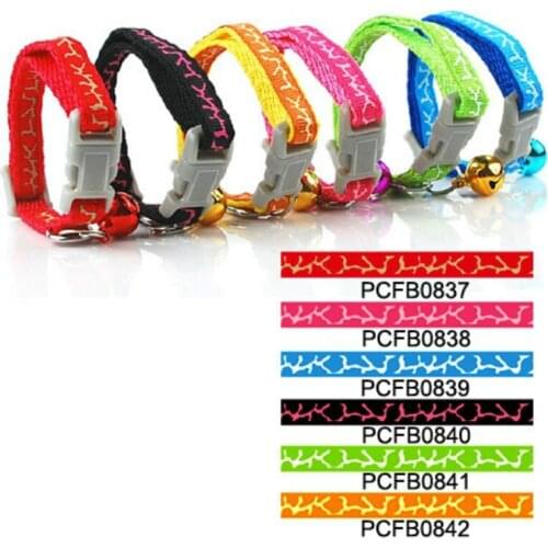 Pet Products Dog Supplies Collars 0.8cm Dog & Cat Giraffe Pattern Print Collar Buckle (6 colors) with bell 12 pcs/lot