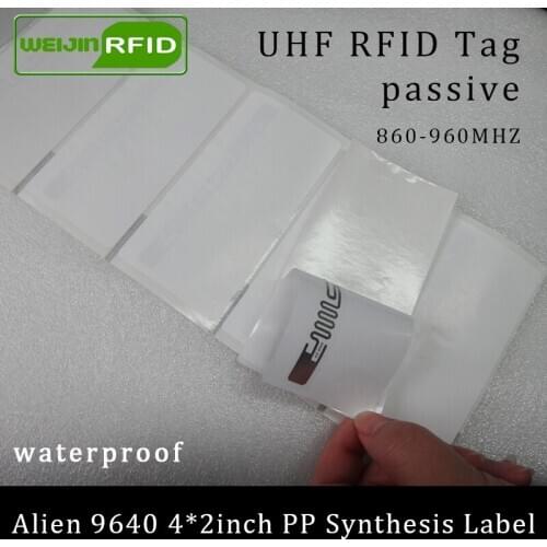 UHF RFID tag sticker Alien 9640 PP synthetic label 915mhz 900mhz 868mhz Higgs3 EPCC1G2 6C smart adhesive passive RFID tags label