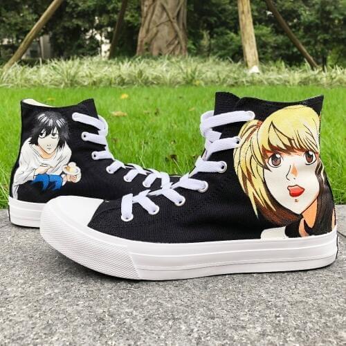 Wen Anime Hand Painted Canvas Shoes Design Death Note High Top Custom Sneakers Boys Girls Sports Footwear Plimsolls Big Size