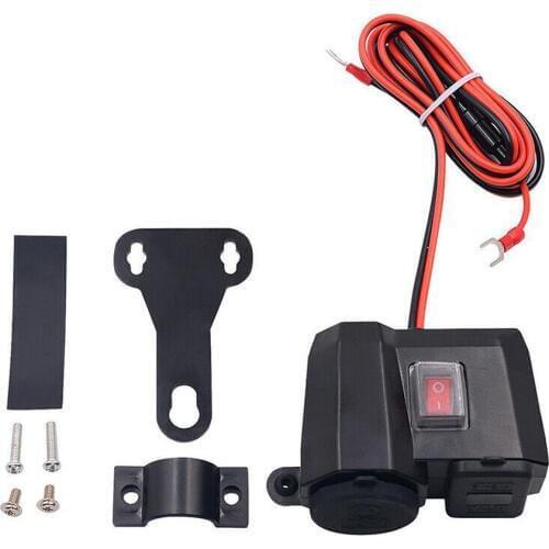 Waterproof Dual USB Motorcycle Cigarette Lighter Socket Port ATV Splitter Power 12V Outlet LED Adapter Display Scooter Volt V6E3