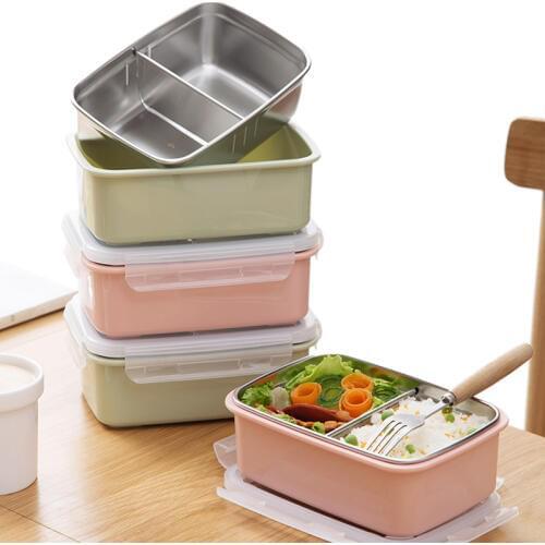 XZJJA Stainless Steel Lunch Box Large-capacity Microwave Heating Food Box Portabl Food Containers For Picnic Office School