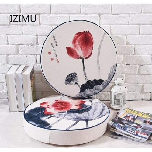 Japanese Tatami Mat Pillow Decorative Chinese Style Lotus Vintage Round Cushions Detachable Pad Thickening Meditation Yoga Mat