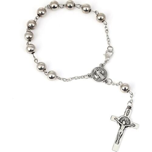 Jewelry 2021 Trend Jesus Cross Bracelet Christian Supplies Gifts Rosary Charm Bracelets On Hand Wholesale Zinc Alloy Material
