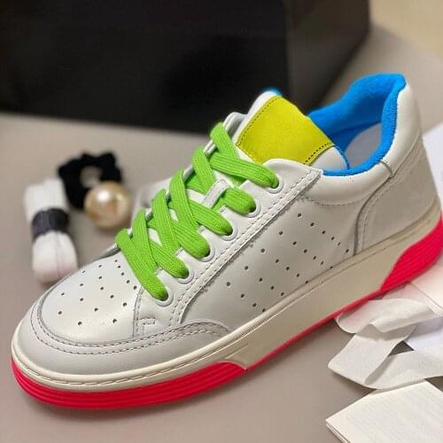 Top Quality Genuine Leather Womens Sneakers Top Quality Fashion Designer Trainers Comfortable Lace Up Lady Outdoor Casual Shoes