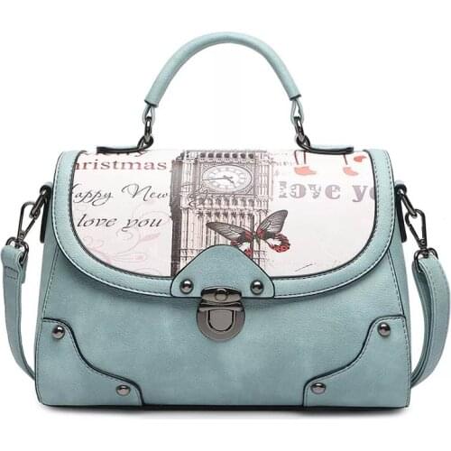 Women Handbags 2021 Luxury Designer Vintage Blue PU Bags Female Crossbody Shoulder Bags Bolsos Mujer Women Leather Handbag