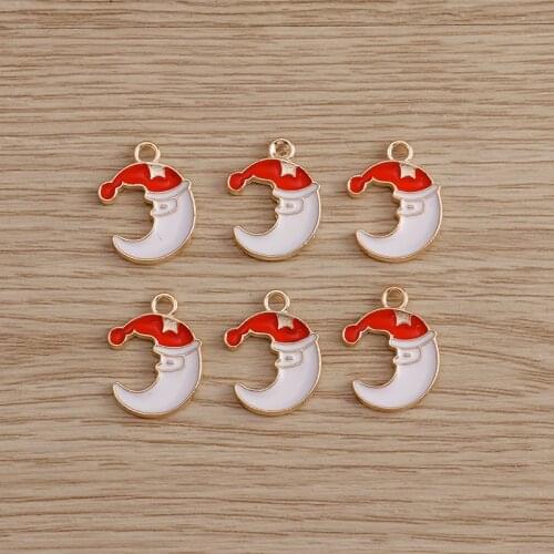 10pcs 15*20mm Alloy Enamel Crescent Moon Charms Pendants for Jewelry Making Necklaces Earrings Bracelets DIY Crafts Accessories