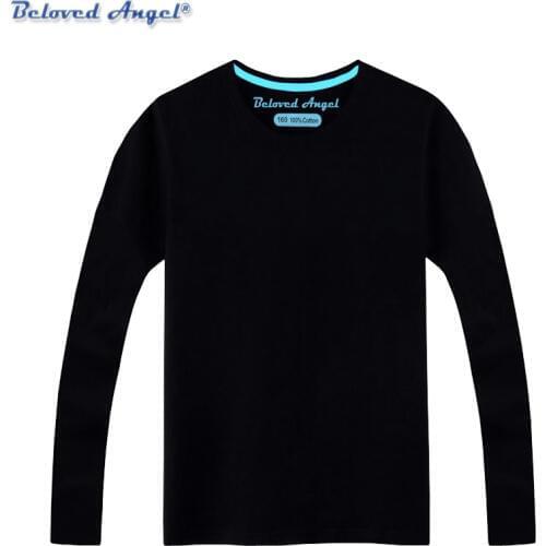 100% Cotton Kids Boys Girls Ronud Neck Long Sleeve T-shirt Fashion Childrens Clothing Baby Clothes Black Blue Yellow Red