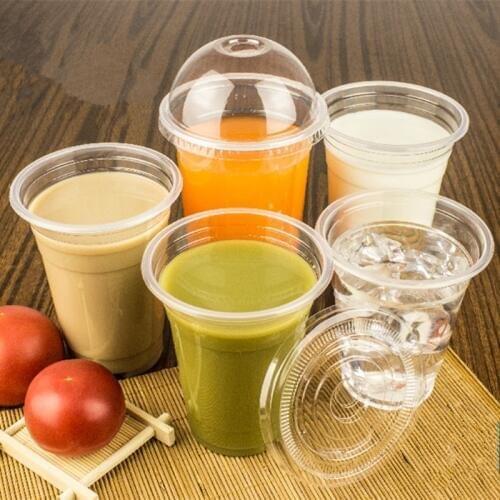 50pcs 95 caliber disposable milk tea plastic cup varies size transparent cups snack coffee takeaway packaging cups with lids