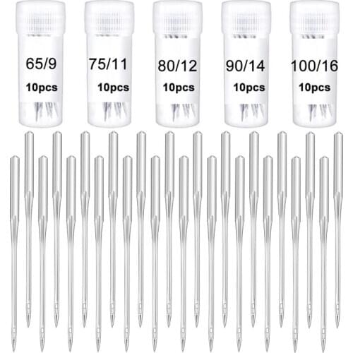 Nonvor 50Pcs Household Silver Sewing Machine Needles Stainless Steel Sewing Needle Packing DIY Accessories for singer brother