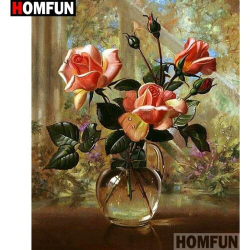 HOMFUN Full Square/Round Drill 5D DIY Diamond Painting "flower" Cross Stitch 5D Home Decor A01347