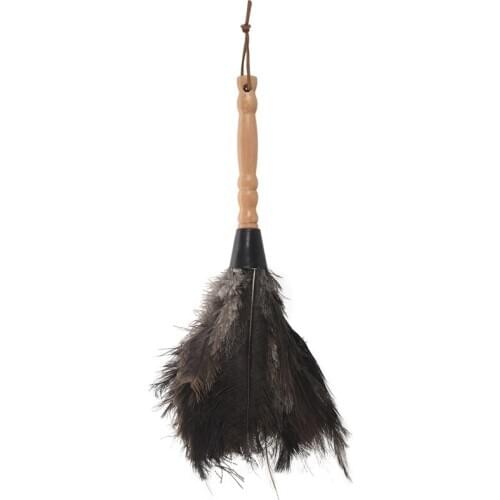Anti-Static Ostrich Feather Fur Brush Duster Dust Cleaning Tool Wooden Handle