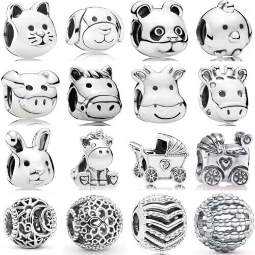 Openwork Sun Stars & Moon Remarkable Rabbit Baby Pram Carriage Charm 925 Sterling Silver Beads Fit pan Bracelet DIY Jewelry