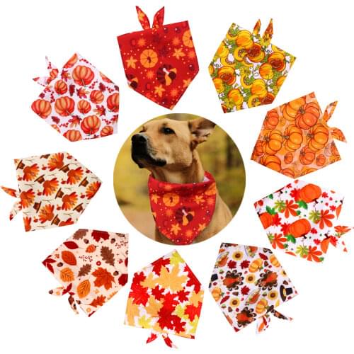 10pcs Pet Dog Bandana Fall Pet Supplies Halloween Dog Accessories Small Dog Bandanas Scarf Puppy Bibs Thanksgiving Dog Supplies