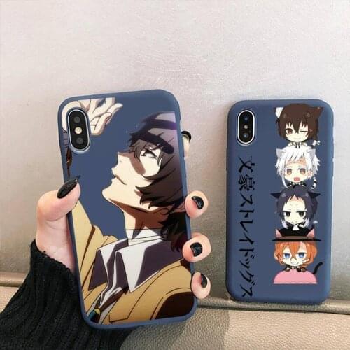 Japan Anime Bungou Stray Dogs Dazai Osamu Phone Case for iPhone 12 mini 11 Pro XS MAX X XR 7 8 6 Plus Candy Color blue Cover