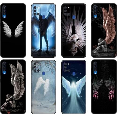 Black tpu Case For Samsung Galaxy A50 50S A30S A10 A01 A11 A21S A31 A41 A51 A71 M21 M30S S10 LITE Cover Fallen Angel Wings Art