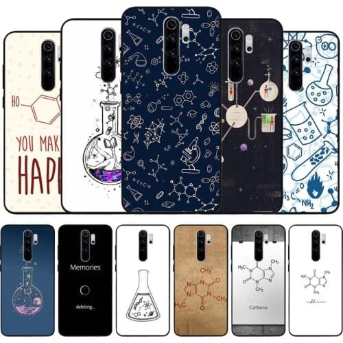 Chemistry scribbles black soft silicone Luxury Phone Case For Redmi note 9 8 7 Pro S 8T 7A TPU protection Cover shell