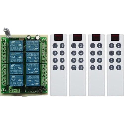 DC 12V 24V 8 CH Channels 8CH RF Wireless Remote Control Switch Remote Control System receiver transmitter 8CH Relay 315/433 MHz