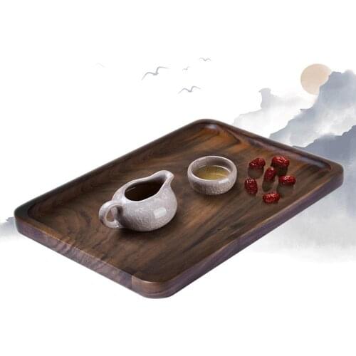 1 Piece Wooden Rectangle Storage Tray Dinner Plates Home Kitchen Tools for Parties Dinner BBQ Plates Table Decor