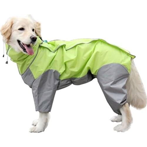 12-30 sizes pets raincoat hooded jumpsuit waterproof coat costume outfit outdoor clothing for Golden Retriever Labrador Husky