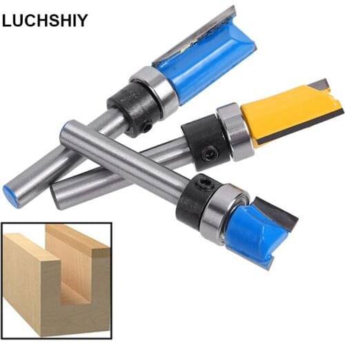 Milling Cutter Shank Flush Trim Router Bit Pattern Bit Top Bottom Bearing 1/4" Blade Template Wood Tool Milling Cutter Carpenter