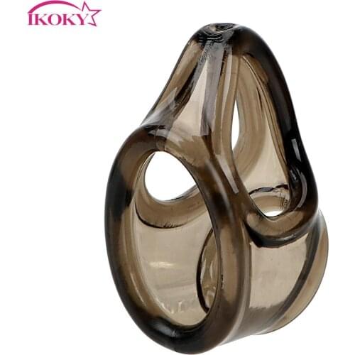 IKOKY Dildo Extender Elastic Cock Rings Scrotal Binding Penis Rings Sex Toys For Men Adult Products Delay Ejaculation