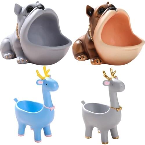 Creative French Bulldog Statue Candy Box Animal Figurine Key Storage Home Decoration