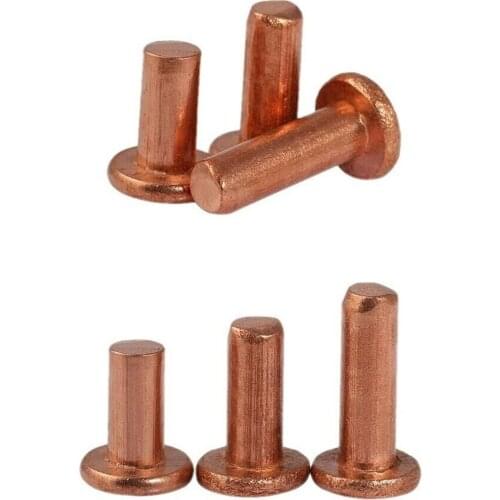 4pcs M6-M8 Flat head copper rivets percussion type solid rivets flat cap copper nails