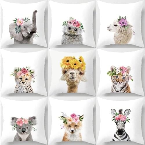 1Pcs Cute animal Sofa Decorative Cushion Cover Pillow Pillowcase Polyester 45*45 Throw Pillow Home Car Decor Pillowcover 40967