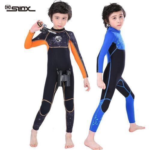 Slinx Long-sleeve Boys' 3mm Neoprene Diving Suit Wetsuit Full-body Winter Warm Swimsuit for Kids Surfing Swimming Water Sports