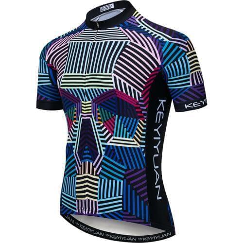 2019 Keyiyuan new Jerseys Color line short-sleeved shirts Quick-drying breathable mens spring and summer bicycle Jersey