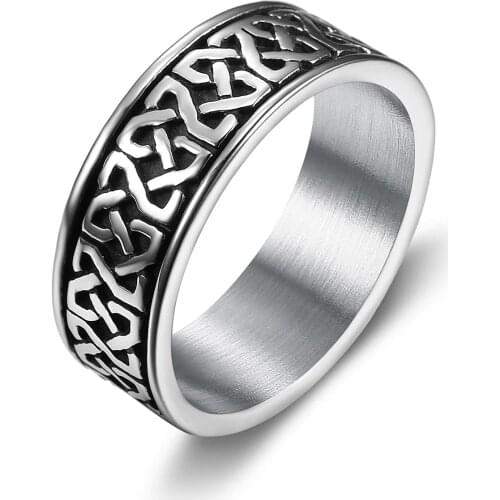 2021 new trendy Irish Celtic Knot Viking Symbols Stainless Steel Mens Women Rings Simple for Girl Boyfriend Jewelry
