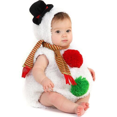 Newborn My First Christmas Baby Rompers Infant Cute Boys Girls Clothes Xmas Snowman Modelling Fleece Romper Scarf Sets