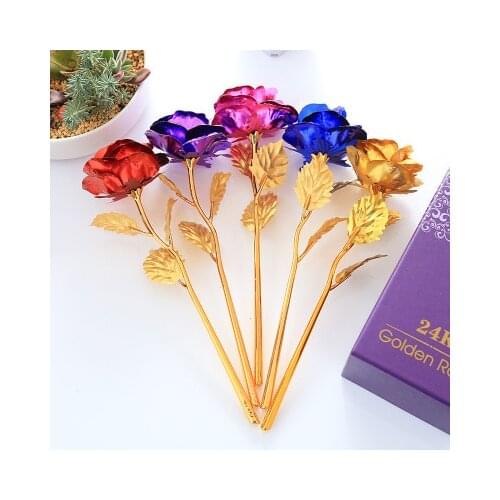 24K Gold Foil Plated Rose Decoration Flower Valentines Day Gold Dipped Rose artificial flower lin4966