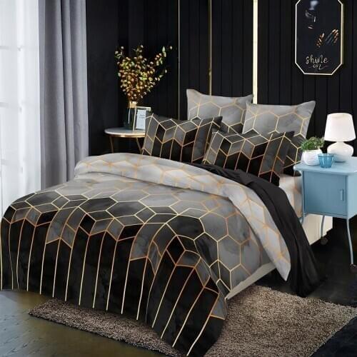 Bed linings Gilt line geometry Rollney fabric Quilt cover set Twin Full Queen King Size Duvet Cover 220x240cm customize